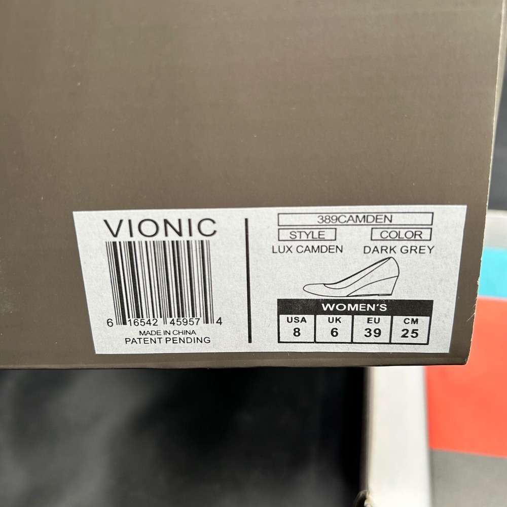Vionic‎ Lux Camden Wedge Heel Pumps Comfortable Dark Gray Suede Size 8 - Picture 6 of 13